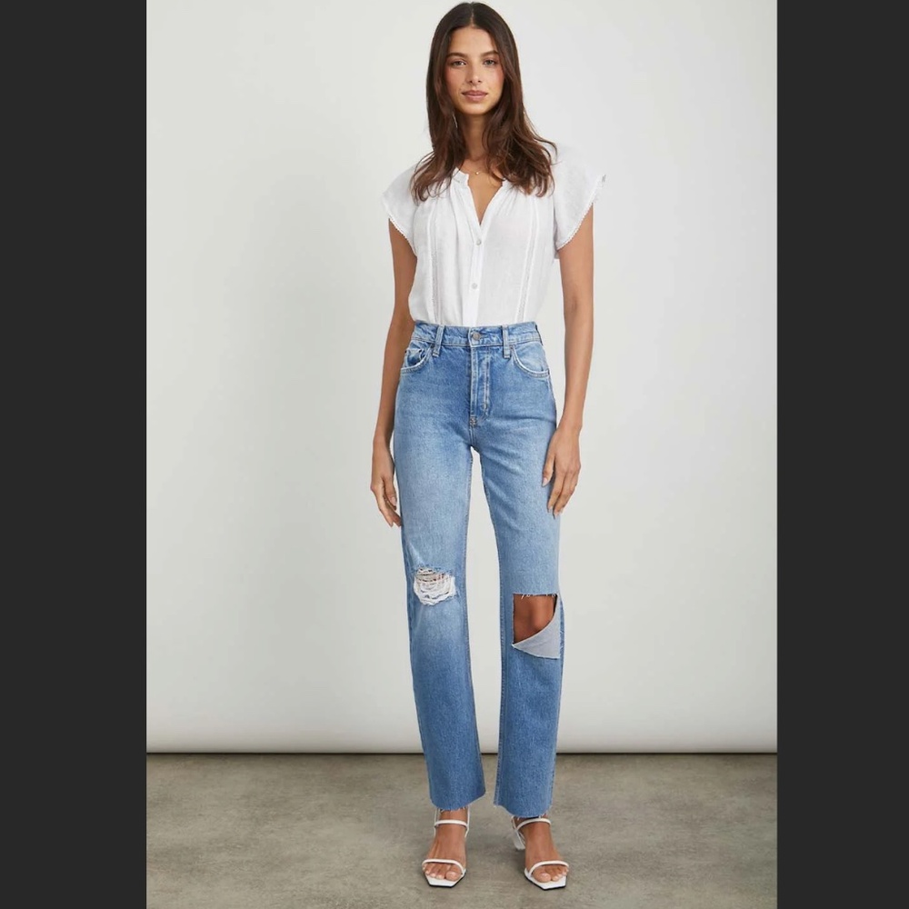 RAILS Topanga Straight Faded Blue Jeans Destroy in Faded Blue Size 25